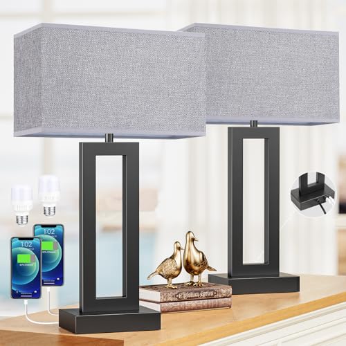 22-inch touch control bedside table lamp set of 2 with USB charging