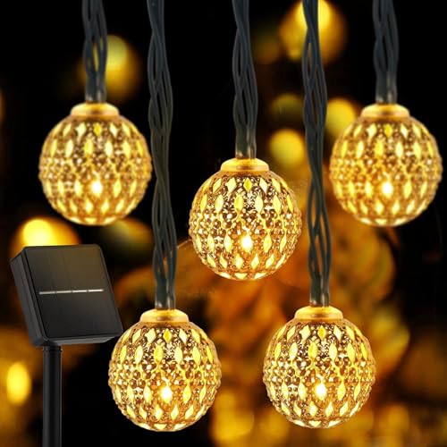 Solar powered outdoor globe string light, 36ft, 8 modes