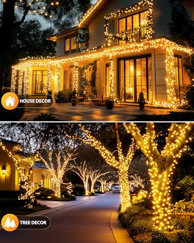 92Ft 240-LED solar outdoor string lights with 8 lighting modes, 2-pack