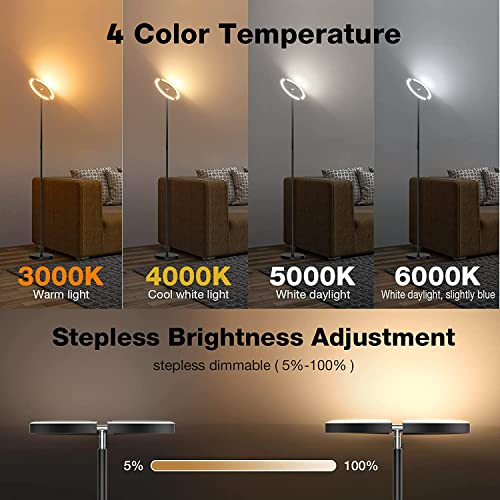 Rotatable modern LED floor lamp, dimmable with remote control
