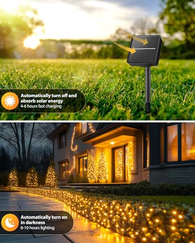 92Ft 240-LED solar outdoor string lights with 8 lighting modes, 2-pack