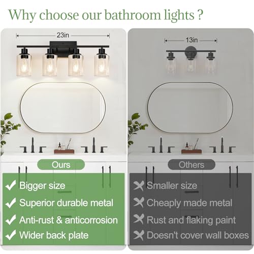 4-light matte black vanity wall fixture for home decor