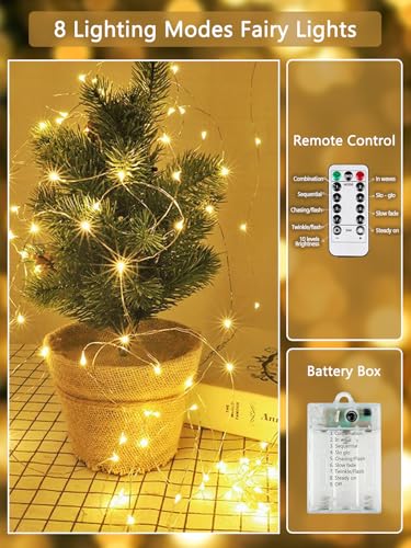 3-pack 78 ft battery string lights, 240 LED with remote and 8 modes