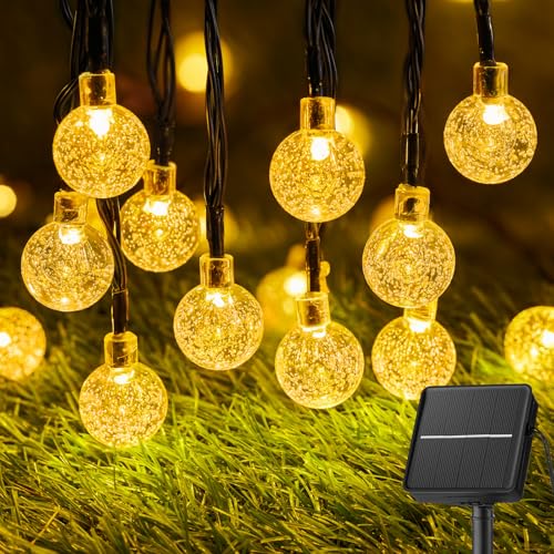 Solar crystal globe outdoor string light, 36ft 60 LED, 8 modes