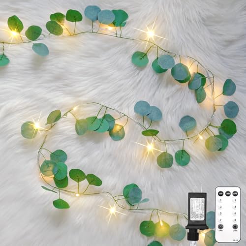 33 ft eucalyptus vine garland string lights, 100 LED connectable decor