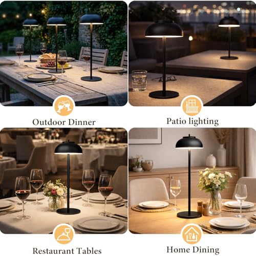 Waterproof cordless table lamp 2-pack for patio dining