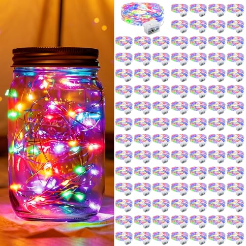 100-Pack Multicolor LED String Light Set, 7Ft Battery Twinkle Firefly