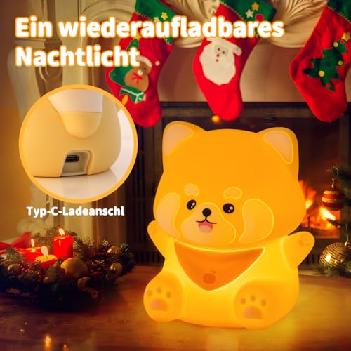 Rechargeable red panda night light for kids with tap control