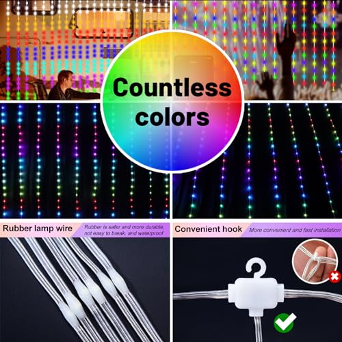 300-LED curtain string light with remote, 9.8 x 9.8 ft, 8 modes