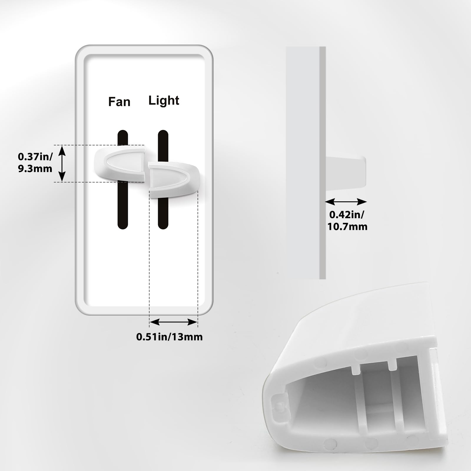 2-Pack Dimmer Switch Knobs White – Split Design, Easy Install, Plastic Construction for Lutron Skylark Fan & Light Control