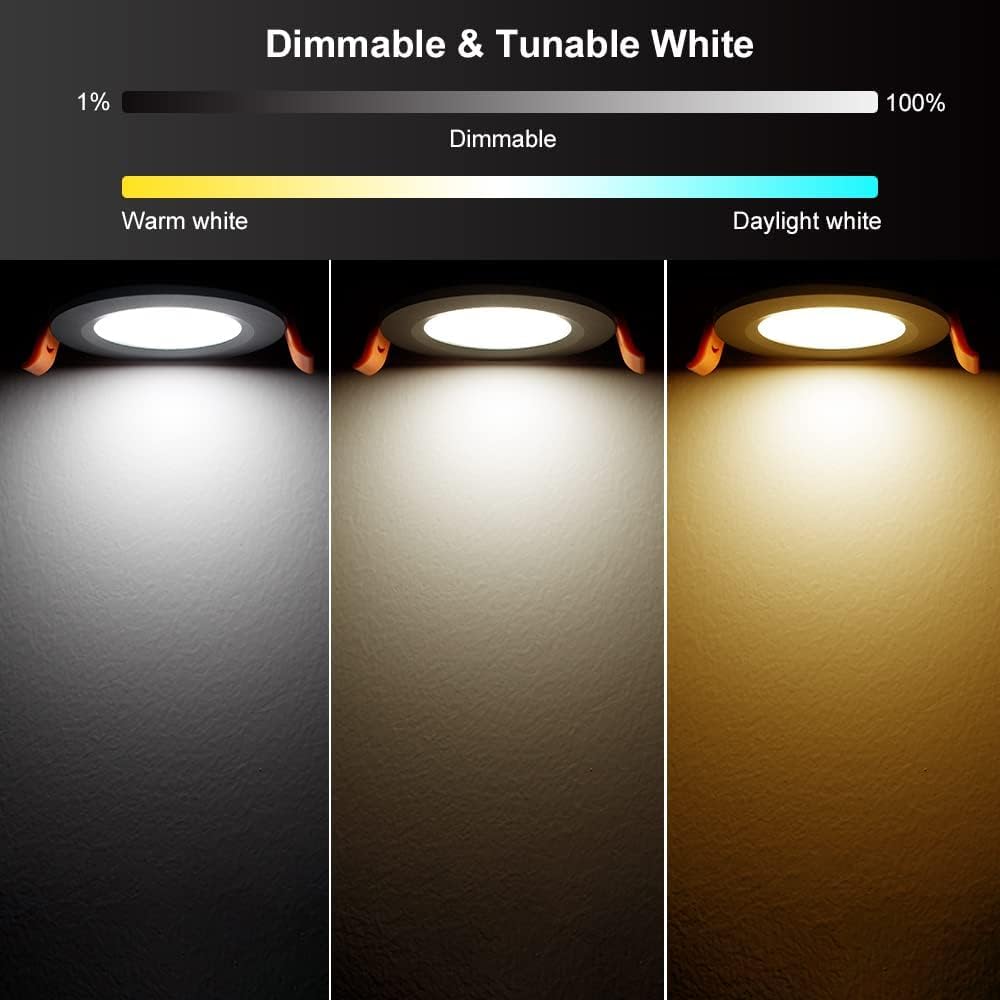 4-Pack Smart LED Recessed Lights 3 Inch – RGB WiFi, Dimmable 2700K-6500K, 5W Downlight Compatible with Alexa & Google Home