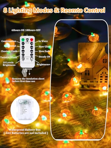 3D pumpkin fall orange string light, 30 LED with remote