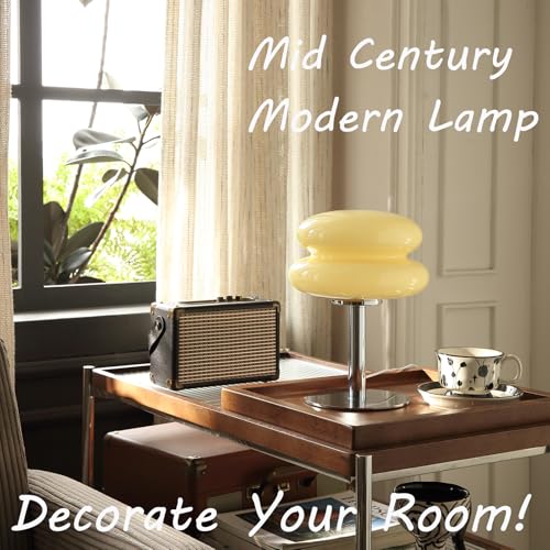 Mid-century mushroom table lamp, dimmable vintage-style bedside lamp