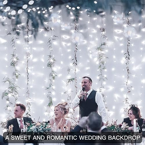White curtain string light, 200 LED, USB plug-in with timer