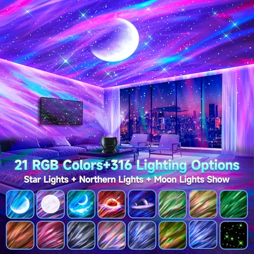 Aurora galaxy projector night light with bluetooth speaker