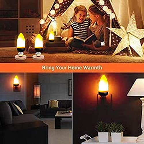 Dervacle LED Flame Effect Bulbs E26 – 4W Flickering Candelabra, 3 Modes, Gravity Sensor, Warm 1400K for Vintage Indoor Outdoor Decor