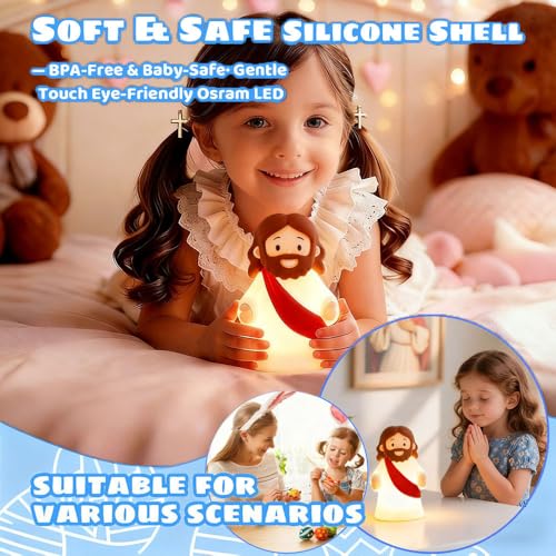 Rechargeable dimmable silicone night light for religious gifts
