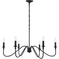 Black 6-Light Rustic Industrial Iron Chandelier for Home Decor