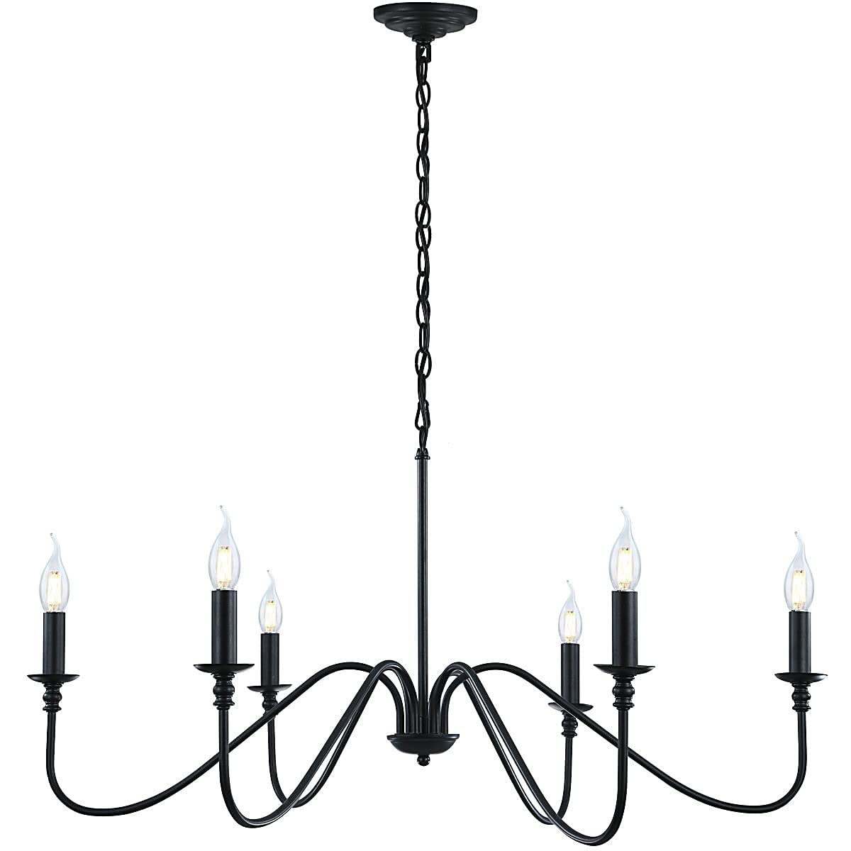 Black 6-Light Rustic Industrial Iron Chandelier for Home Decor