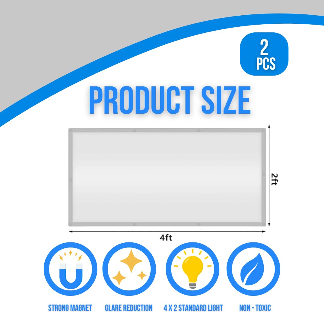 2-Pack Fluorescent Light Covers – ShadeMAGIC Classroom Filter, Glare Eliminator, Eye Strain Relief for Office & School Ceiling Lights