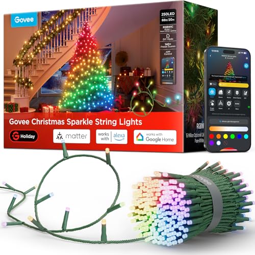 Sparkle RGBWIC string light, 66 ft, 250 LED, app-controlled
