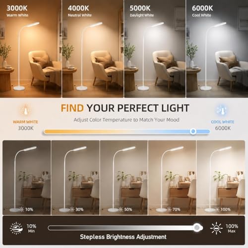 1000-lumen LED floor lamp with remote and touch dimming control