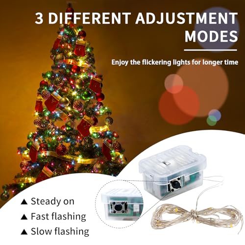 50-Pack Multicolor LED String Light Set, 7Ft Waterproof Twinkle Firefly