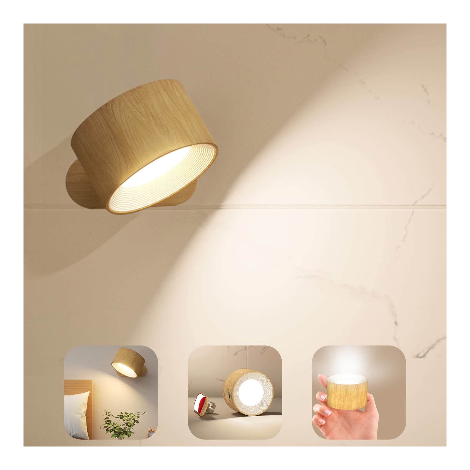 Cordless LED wall sconce for home decor with rechargeable battery