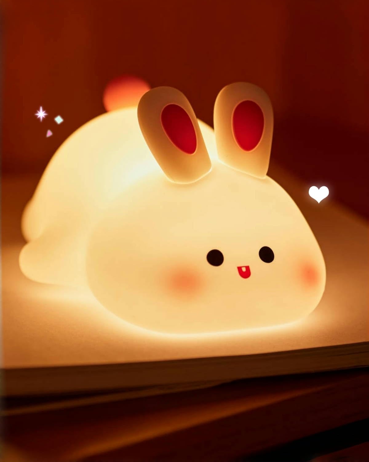 Squishy bunny night light for kids with touch control