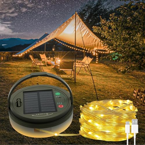 Solar outdoor string light, 4-in-1 camping lantern, 8 modes