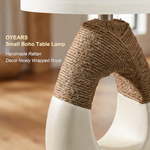 19-inch boho rattan table lamp set of 2 for small spaces