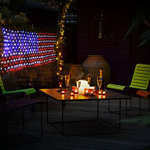 Waterproof American flag net outdoor string light for patriotic decor