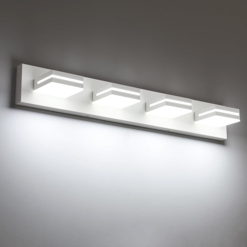 30-inch 4-light matte white LED vanity bar for bathroom mirror decor