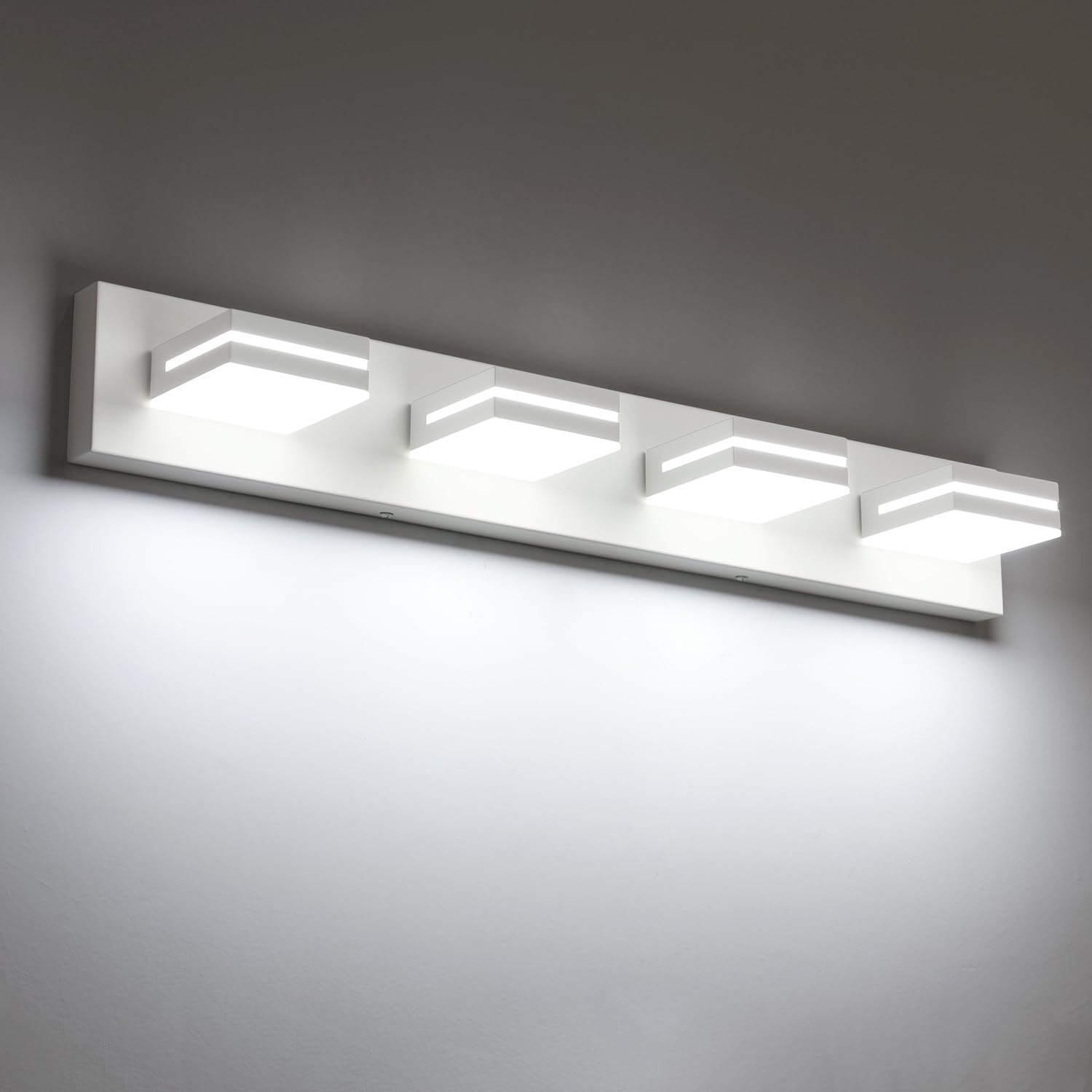 30-inch 4-light matte white LED vanity bar for bathroom mirror decor