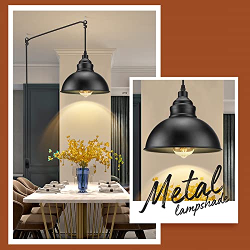 Plug-In Industrial Pendant Light with 15Ft Cord for Home Decor