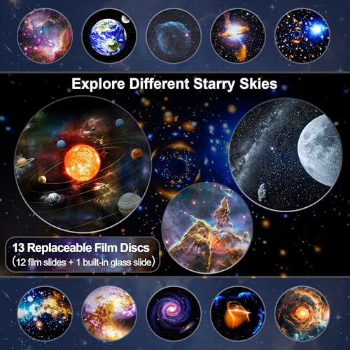 13-in-1 planetarium star projector night light with constellation discs