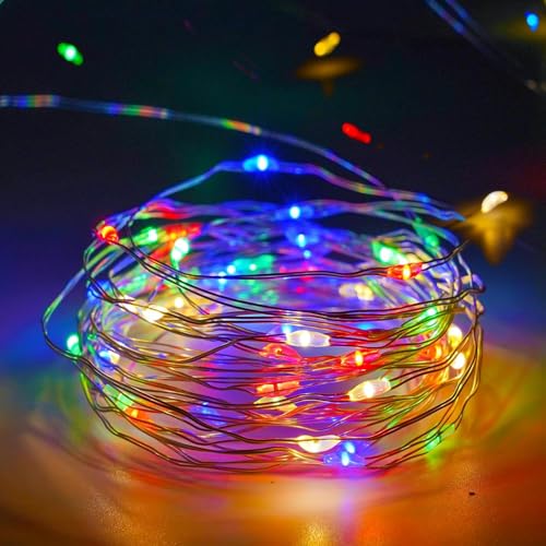 4-pack multicolor battery string lights, 16 ft 50 LED with timer