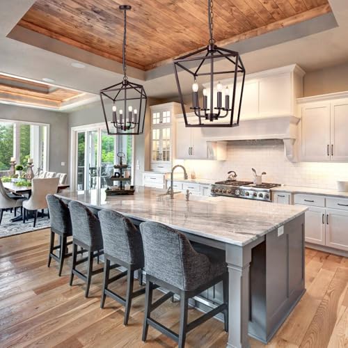 Oil-Rubbed Bronze 4-Light Farmhouse Cage Chandelier for Kitchen Decor