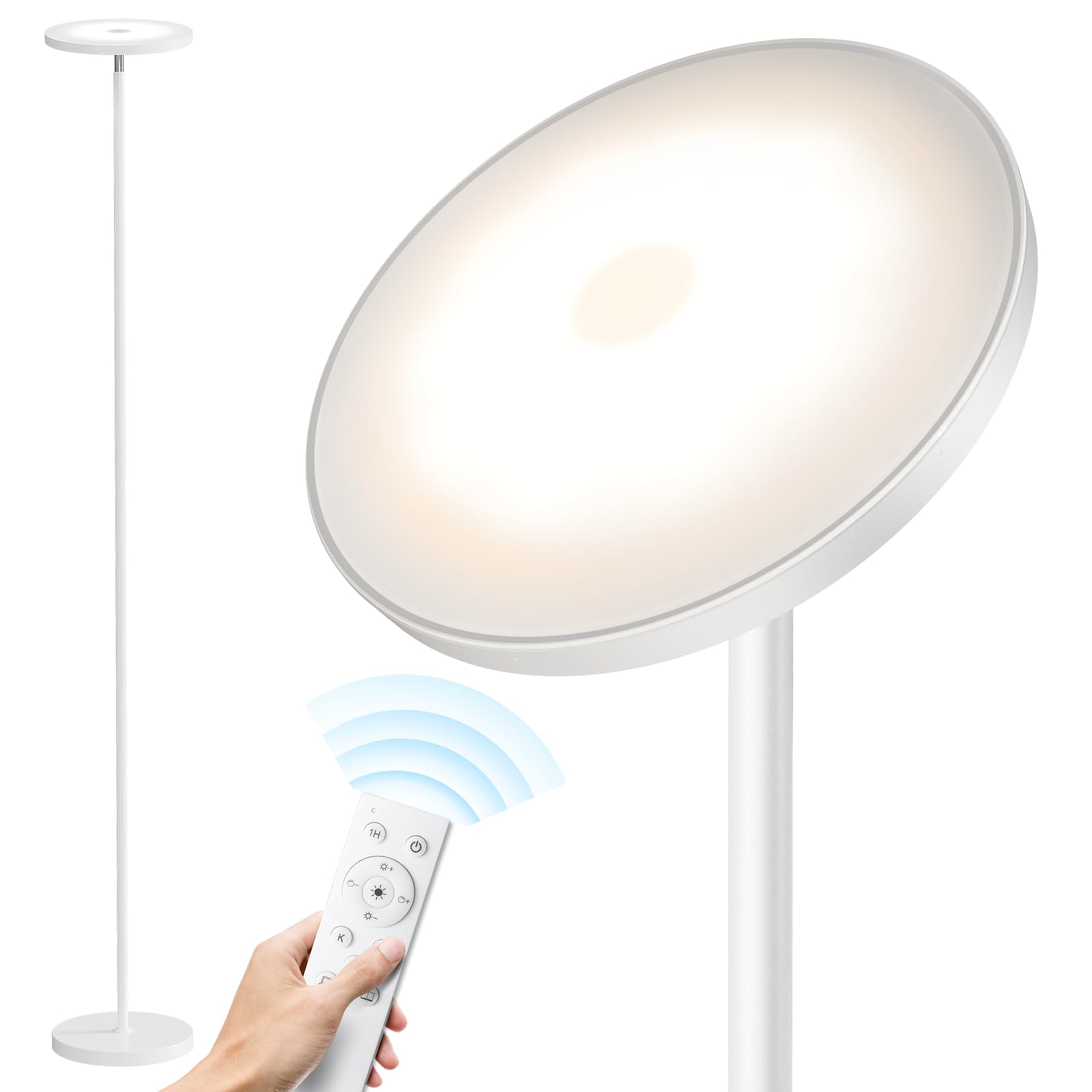 69-inch torchiere floor lamp, 3000-lumen dimmable LED with remote