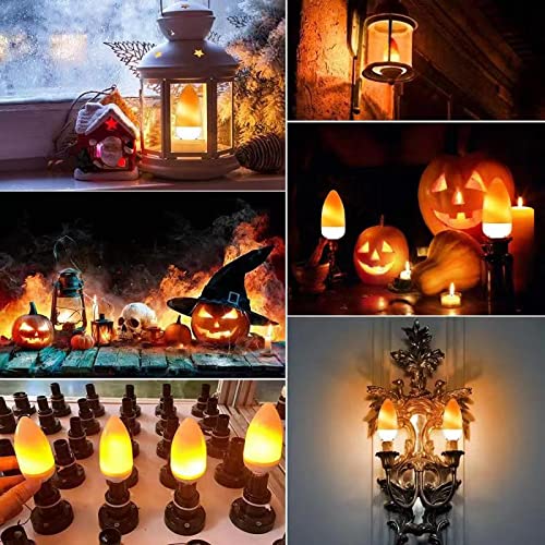 Dervacle LED Flame Effect Bulbs E26 – 4W Flickering Candelabra, 3 Modes, Gravity Sensor, Warm 1400K for Vintage Indoor Outdoor Decor