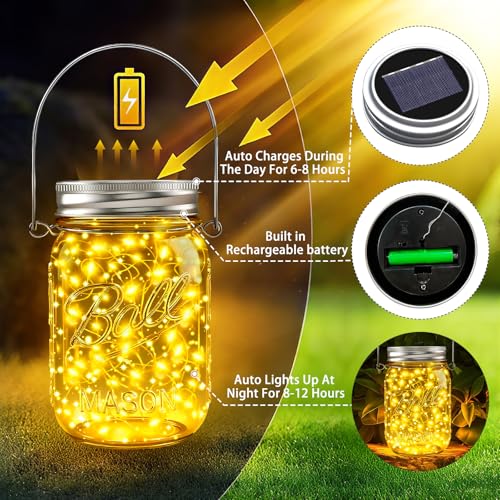 Firefly-style solar string light for mason jar lids, outdoor, 12-pack