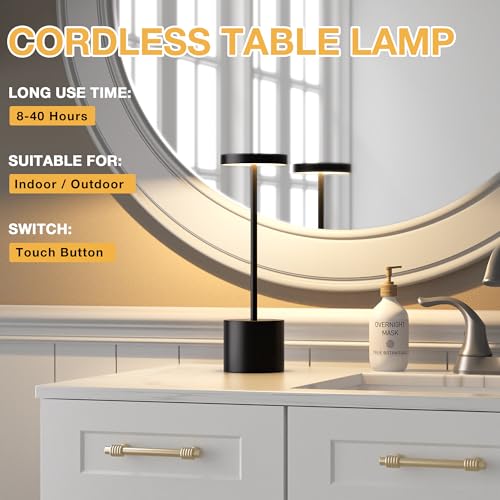 Set of 2 cordless rechargeable table lamps for patio dining