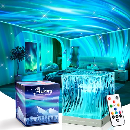Northern lights aurora projector night light with 18-color sunset lamp effect