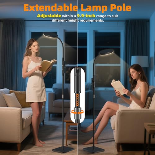 Adjustable Height LED Floor Lamp with Gooseneck Design for Reading & Craft