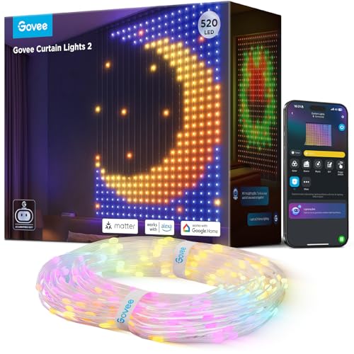 Smart RGBIC curtain string light, 520 LEDs, app-controlled and waterproof
