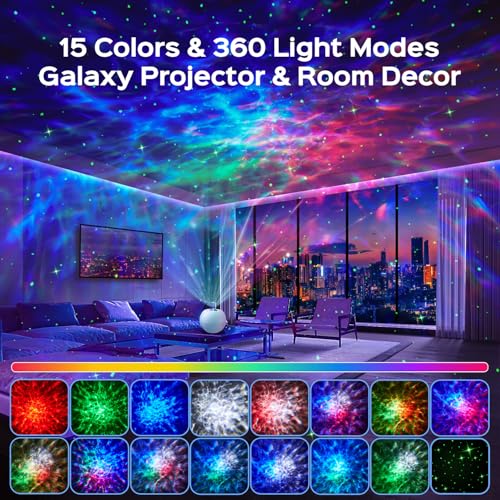 360-light galaxy star projector night light with lava lamp effect and Bluetooth audio