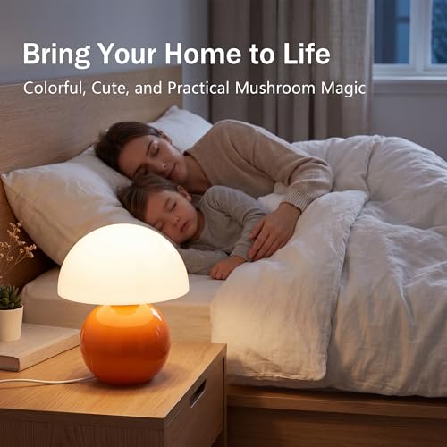 Mini mushroom-shaped table lamp with mid-century modern design for bedside decor