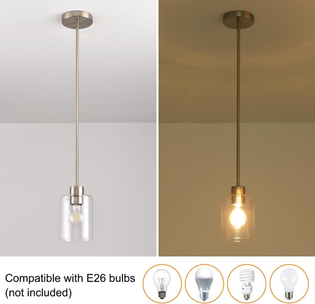 Brushed nickel pendant lights, set of 3, kitchen decor fixture
