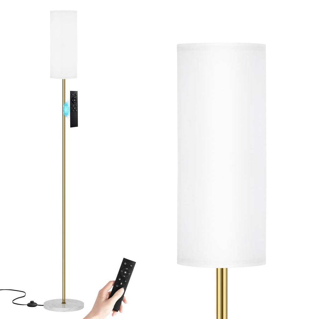 64-inch standing floor lamp with remote-controlled dimming, gold