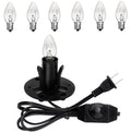 6-Pack Salt Lamp Replacement Cord with Dimmer Switch – 5FT E12 Halogen Bulbs, Copper Wire Base Assembly for Himalayan Crystal Lamps
